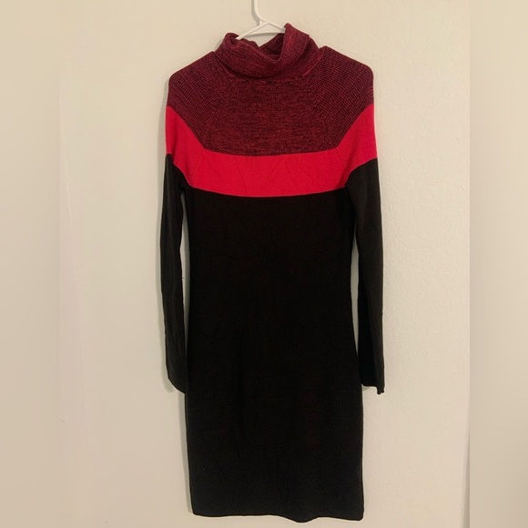 Calvin Klein Colorblock Knit Cowl Neck Dress - Picture 12 of 13